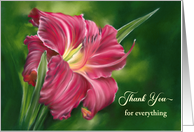 Thank You Gift Red Daylily Flower on Green Personalized card