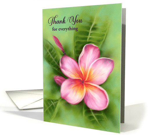 Thank You Frangipani Plumeria Tropical Flower Art Personalized card