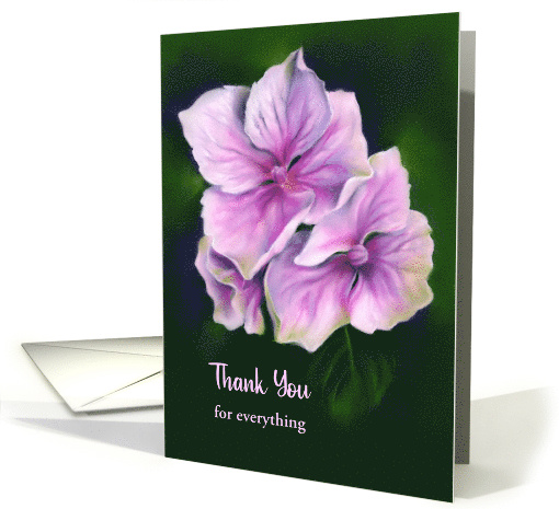 Thank You Pink Hydrangea Flowers Pastel Floral Personalized card