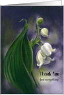 Thank You Lily of the Valley White Flowers Pastel Art Personalized card