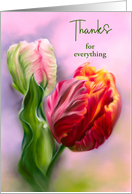 Thank You Colorful Spring Tulips Flower Pastel Art Custom card