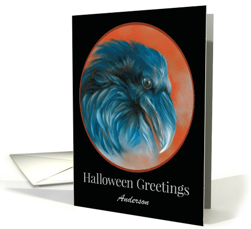 Halloween Personalized Name Gothic Raven Bird Profile A card (1770336)