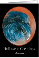 Halloween Personalized Name Gothic Raven Bird Profile A card