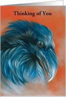 Thinking of You Gothic Raven Bird Profile Art Custom card
