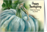 Thanksgiving from Our Home Blue Pumpkin Pastel Art Custom card