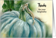 Thanks for Hospitality Blue Pumpkin Pastel Art Personalized card