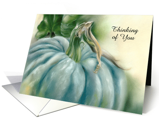 Thinking of You Blue Pumpkin Pastel Art Personalized card (1771030)