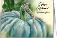 Halloween for Granddaughter Blue Pumpkin Pastel Art Custom card