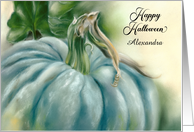 Halloween for Custom Name Blue Pumpkin Pastel Art A card