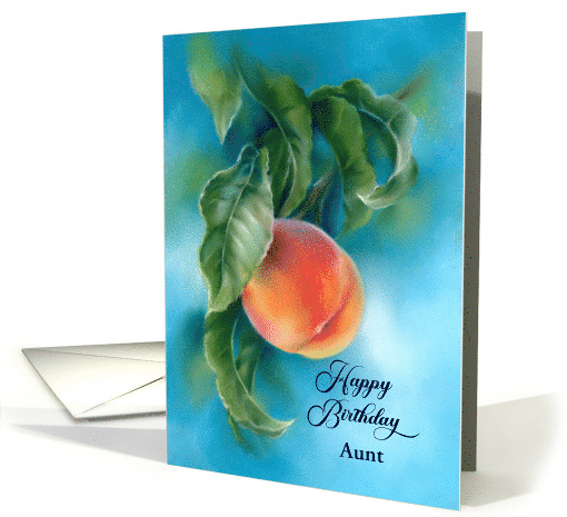 Birthday for Aunt Peach with Leaves Pastel Art Custom card (1771436)