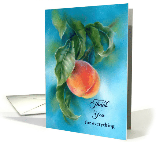 Thank You Peach Fruit with Leaves Pastel Art Custom card (1771638)
