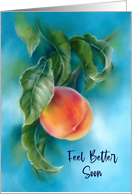 Feel Better Peach Fruit with Leaves Pastel Art card