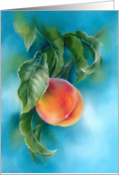 Any Occasion Peach Fruit with Leaves Pastel Art Blank card