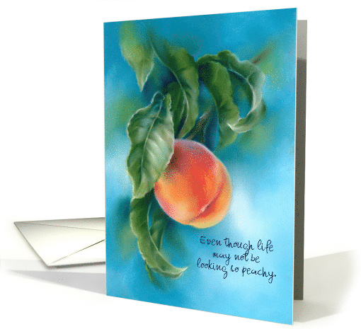 Encouragement Peach Fruit with Leaves Pastel Art Custom card (1771652)