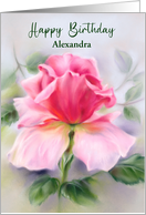 Birthday for Personalized Name Pink Rose Soft Pastel A card
