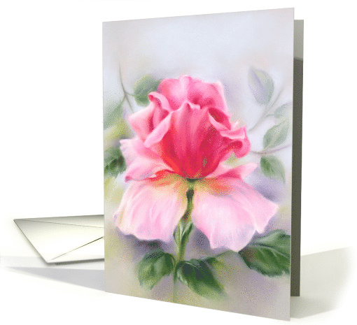 Any Occasion Pink Rose Soft Pastel Art Blank card (1772344)