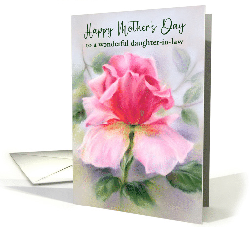 Mothers Day for Daughter in Law Pink Rose Soft Pastel Art Custom card