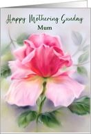 Happy Mothering Sunday Mum Pink Rose Soft Pastel Art Custom card