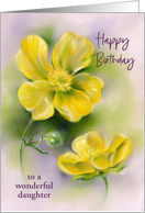Birthday for Daughter Buttercups Yellow Wildflowers Art Custom card
