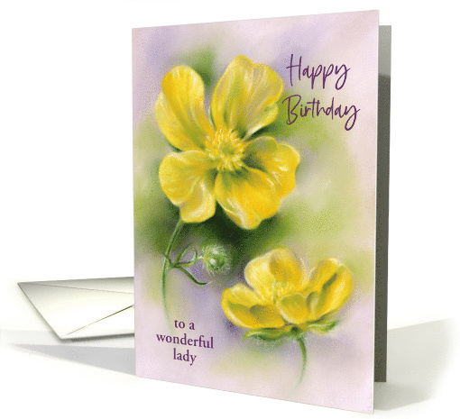 Birthday for Her Buttercups Yellow Wildflowers Art Personalized card