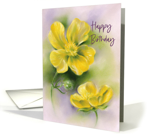 Happy Birthday Buttercups Yellow Wildflowers Art card (1773864)