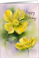 Happy Birthday Buttercups Yellow Wildflowers Art card
