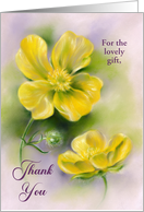 Thank You for Gift Buttercups Yellow Wildflowers Art Custom card