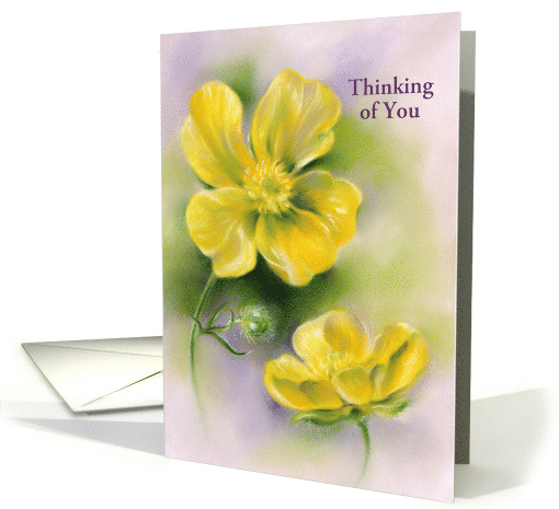 Thinking of You Buttercups Yellow Wildflowers Art Custom card