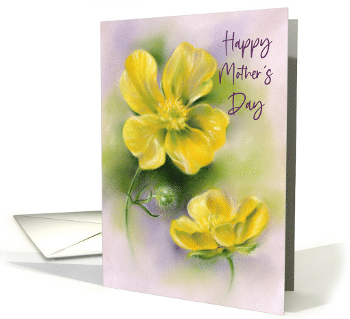 Mothers Day Buttercups Yellow Wildflowers Pastel Art card (1773898)