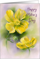 Mothers Day Buttercups Yellow Wildflowers Pastel Art card