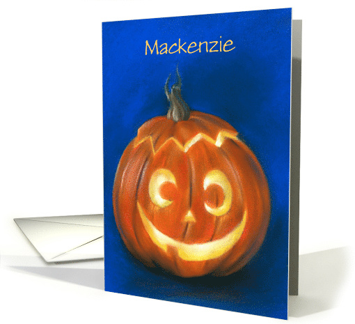 Halloween Personalized Name Goofy Grinning Pumpkin Face M card