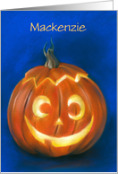 Halloween Personalized Name Goofy Grinning Pumpkin Face M card