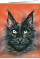 Any Occasion Black Maine Coon Cat Portrait Art Blank card