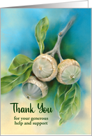 Thank You for Support Live Oak Acorns and Leaves Custom card