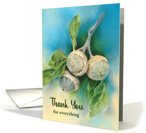 Thank You for Everything Live Oak Acorns and Leaves Personalized card