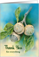 Thank You for Everything Live Oak Acorns and Leaves Personalized card