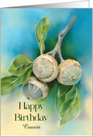 Birthday for Cousin Live Oak Acorns and Leaves Personalized card