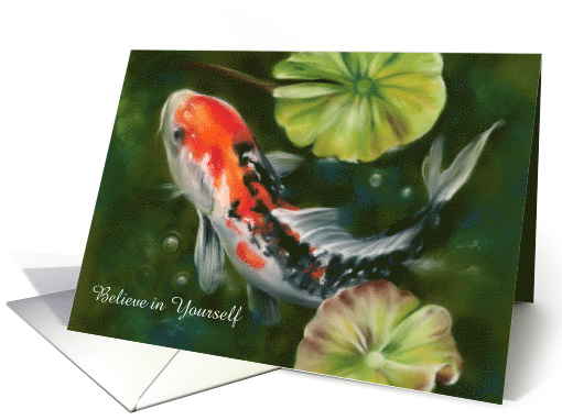 Encouragement Believe in Self Colorful Koi Fish with Lily... (1783950)