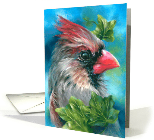 Any Occasion Lady Cardinal Bird with Ivy Leaves Blank card (1784582)