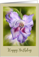Happy Birthday Purple Gladiolus Flower Art card