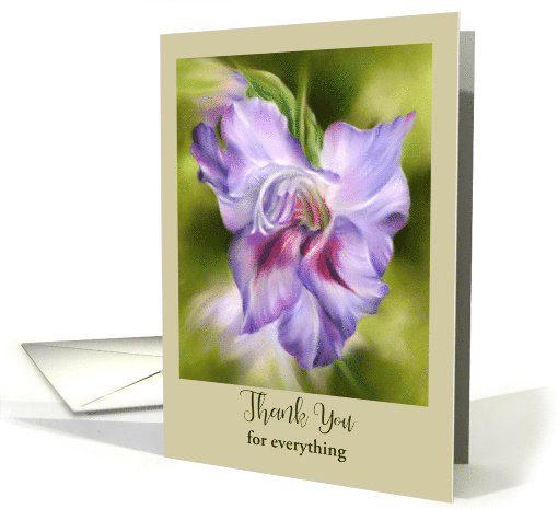 Thank You Purple Gladiolus Flower Art Custom card (1785922)