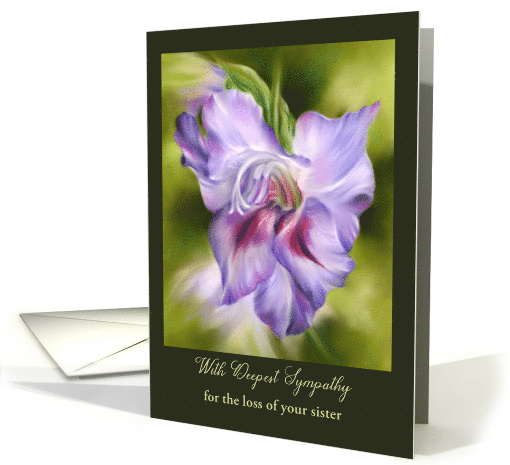 Sympathy Loss of Sister Purple Gladiolus Flower Art Custom card