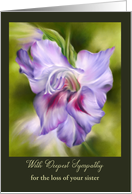 Sympathy Loss of Sister Purple Gladiolus Flower Art Custom card
