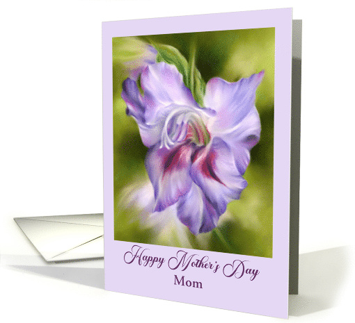 Mothers Day for Mom Purple Gladiolus Flower Art Custom card (1786190)