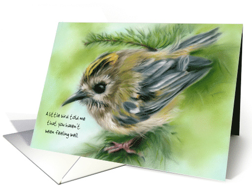 Custom Get Well Little Goldcrest Bird in Evergreen card (1787426)