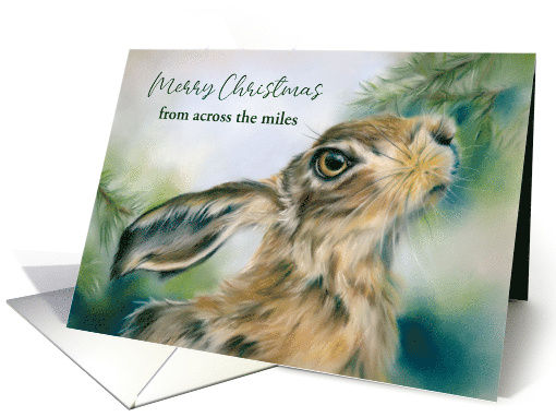 Christmas from Across the Miles Hare Wildlife in Winter Custom card