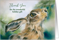 Thank You for Holiday Gift Hare Wildlife in Winter Custom card