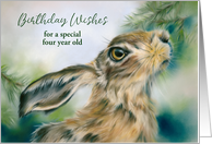 Birthday Wishes Custom Age Hare Wildlife in Winter Four card