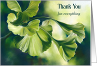 Thank You Sunlit Green Ginkgo Leaves Botanical Art Custom card