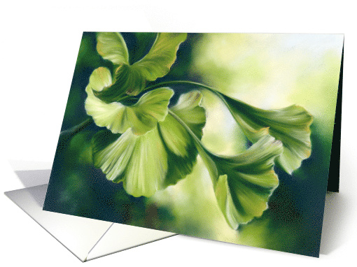 Any Occasion Sunlit Green Ginkgo Leaves Blank card (1792420)